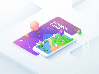 Summer Camp Raja Ampat Shot android colors concept design flat illustration gradient illustration iphone isometric ui ux vector