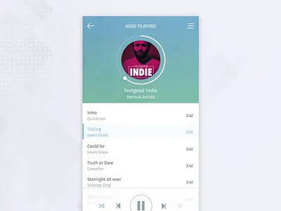 Music Player album cover design flat header list modern music music player player sleek ui