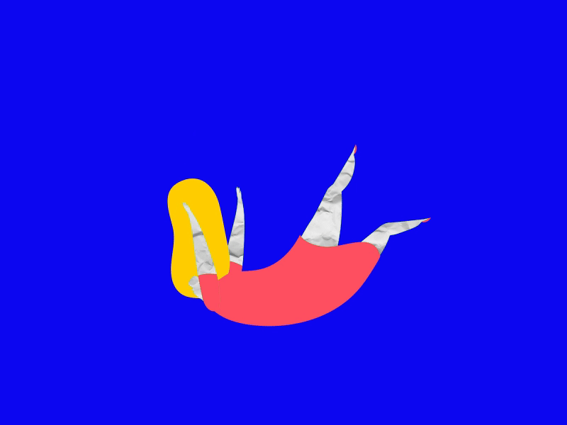 Falling animation blue colors dress falling girl lava texture woman yellow