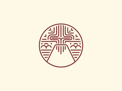 Day 94 - Volcano badge challenge clouds daily earth flat icon line mountain volcano