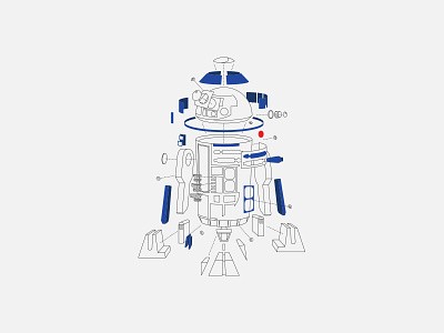 Deconstructed R2D2 disney illustration licensing lucasfilm r2 d2 r2d2 star wars style guide the last jedi