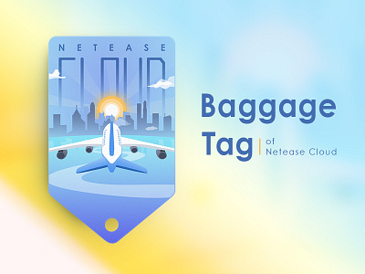 Baggage Tag of Netease Cloud baggage city illustration plane river sun tag