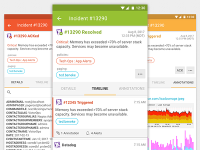 Android Incident details android devops timeline