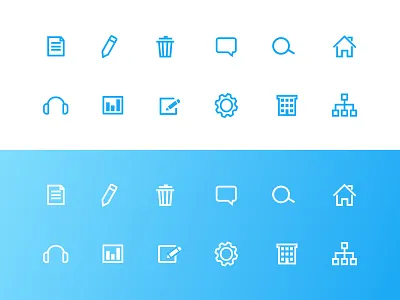 Core Interact Icons blue clean comment design edit home iconography icons illustration trash