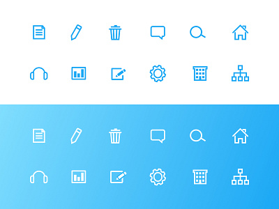 Core Interact Icons blue clean comment design edit home iconography icons illustration trash