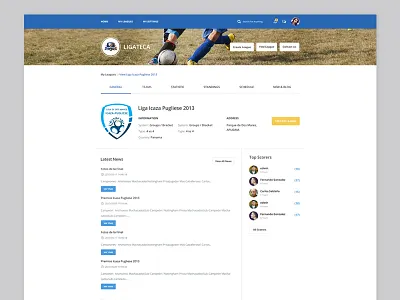 League Page blog footbal landing page league news ui ux
