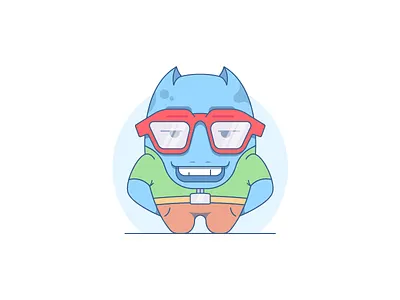 Monster character cute glasses illustration monster smile
