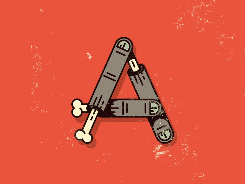 Fingerfont Characters alphabet bone cut fingers letter