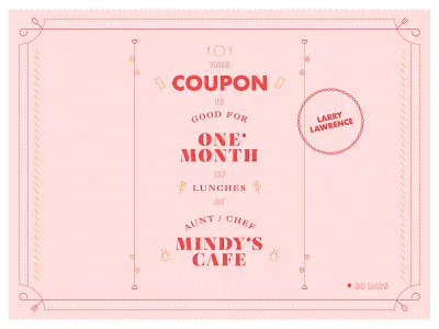 Mindy's Coupon cafe certificate coupon icons line mindy pink red seal tesani
