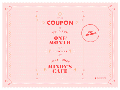 Mindy's Coupon cafe certificate coupon icons line mindy pink red seal tesani