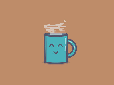 True Love bean beans brown coffee cup drawing illustration mug steam teal