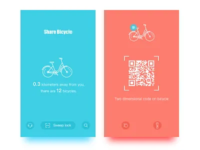 Share bicycle bike blue code qr red