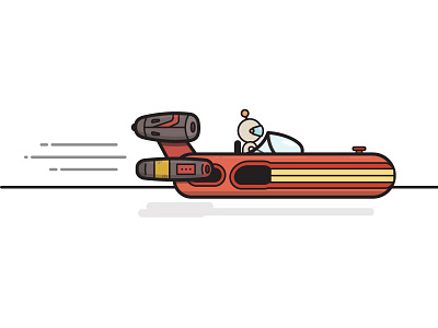 Landspeeder (18/365) astronaut cartoon character illustration landspeeder spaceman spaceship star wars vector