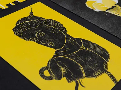 Ancient android android illustration postcard yellow