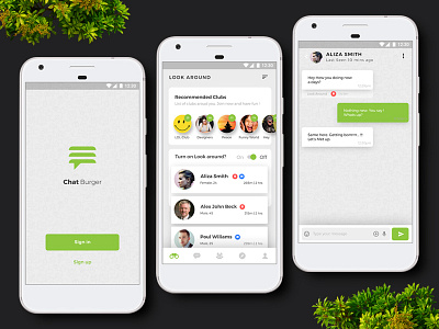 Chat Burger | Chatting App UI android app chat chatting design flat ios material messanger modern ui uiux