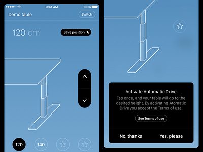 Desk Control App app desk illustration ios mobile remote save table terms