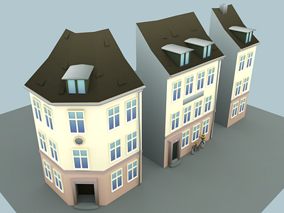 Copenhagen-style building modules 3d blender building copenhagen house lowpoly nordic scandinavian