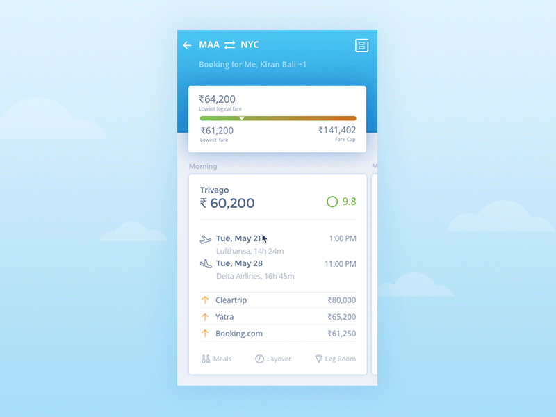 Flight Details clean design flight minimal mobile search transition travel ui