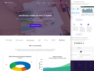 Website design concept for Javascript Charts charts responsive simple ui ux web