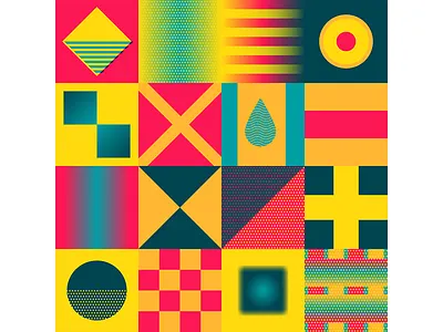 Color Palette For Dribbbs 4 circle color gradient grid halftone minimal palette pattern shapes square triangle