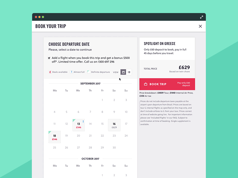 Trip Booking Calendar Date Picker UX calendar picker calendar ux date picker date selector interactions user experience web calendar