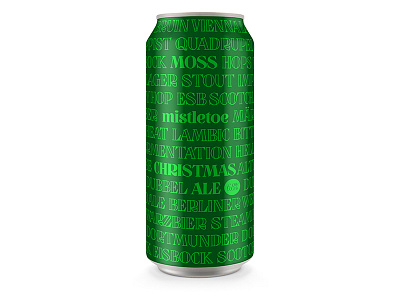 Mistletoe beer can christmas mistletoe oklahoma packaging typography xmas