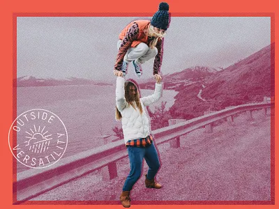 Burton Outside Versatility (Fall) badge halftone lockup overprint photography stroke type