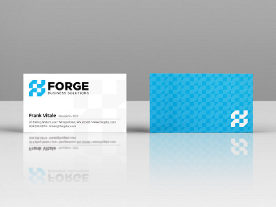 Forge Business Solutions: Business Cards abstract blue bold construction f forge geometric letter shape stable strong trust