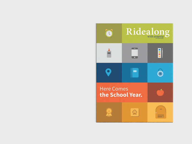 Ridealong Magazine back to school flat gps tracking icons illustration magazine print publication