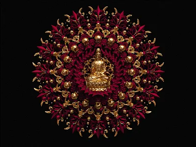 † Carpe Noctem II † 3d art billelis gold icon illustration ornate skull symmetry