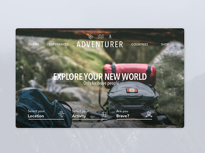 Adventurer Home adventure home screen landing page minimal one page photo ui web design