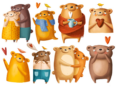 Amour amour bear cartoon doodle love