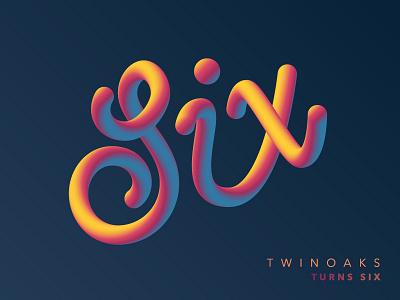 TWINOAKS turns Six gradient illustrator lettering rainbow script six twinoaks type vector