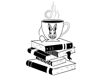 Tea & Books Illustration books illustration rabbit tattoo tea