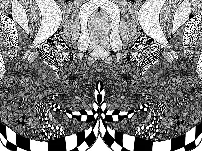 Sober drawing illustration ink line lines pen psychedelic surreal