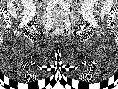 Sober drawing illustration ink line lines pen psychedelic surreal