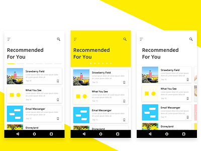 DailyUI #53 Header Navigation blog card dailyui header material design mobile navigation yellow