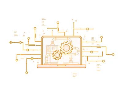 Steam Powered API api computer electronic line machine orange pc power request steam steam powered vector