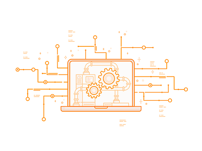 Steam Powered API api computer electronic line machine orange pc power request steam steam powered vector