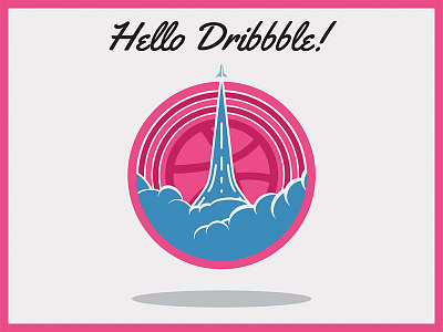 Hello dribbble! badge design dribbble hello icon illustration illustrator rocket space