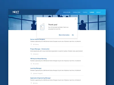 Webpage Nextkarir - Pop up Message career karir pop up pop up message website