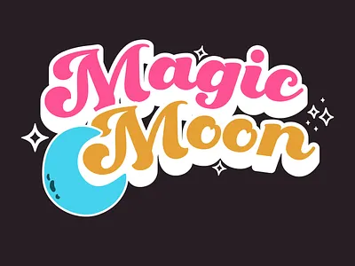 Magic Moon colorful cosmic design dream fantasy fun graphic illustration lettering magic moon mystic night playful retro space stars typography vintage whimsical
