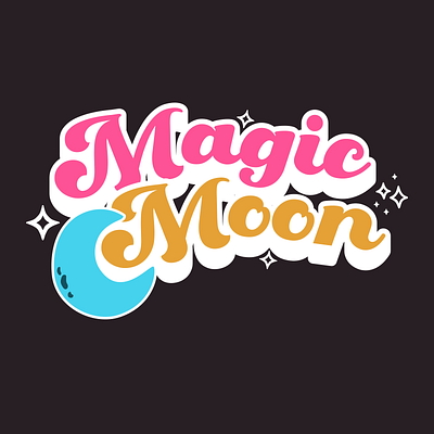 Magic Moon colorful cosmic design dream fantasy fun graphic illustration lettering magic moon mystic night playful retro space stars typography vintage whimsical