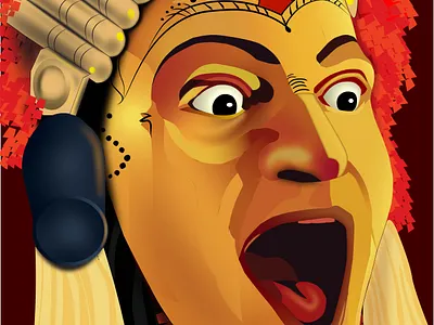 Kantara - Illustration demon face god graphic design illustration inspiration makeup red religious wild yellow