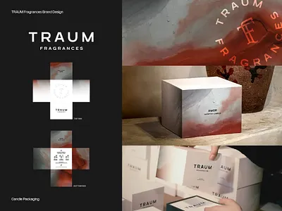 TRAUM Fragrances Brand Design - Candle Packaging amor box brand design brand graphic branding candle ceramic fragrance graphic love luxury packaging passion perfume product production red scented candles texture valentine