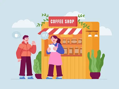 Coffee Shop 2d adobe after effects animation character color creative design food graphic illustration loop motion motion design motion graphics portfolio shop vector video website