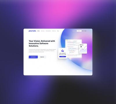 Redesigning Plumeo: A Software Development Company 3d development front end landing page progamming saas software software development ui web development services webdesign