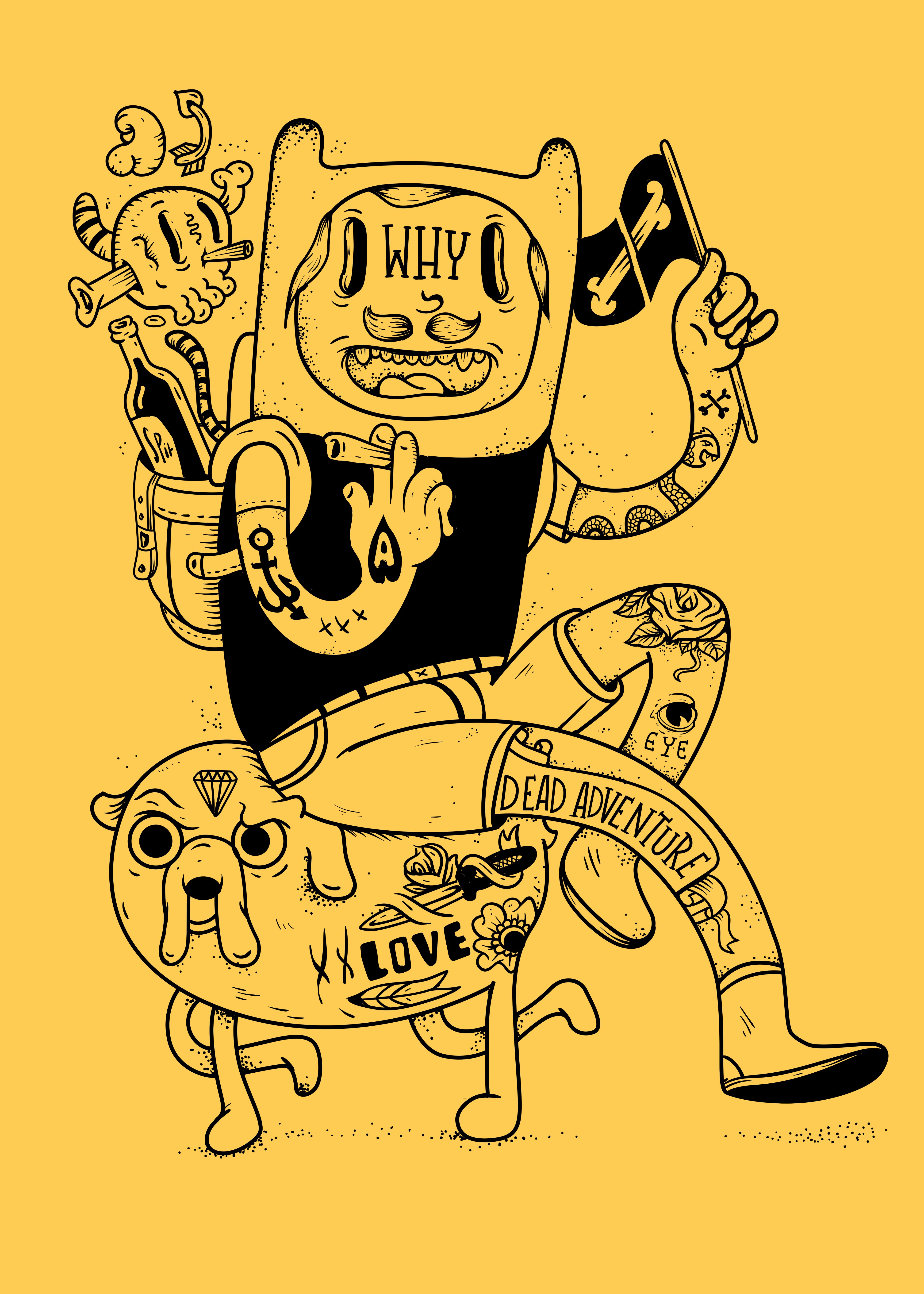 🖋️ Monochrome Adventure – Finn-Inspired Illustration! animation branding cartoon design graphic design illustration illustration art logo poster ui vector