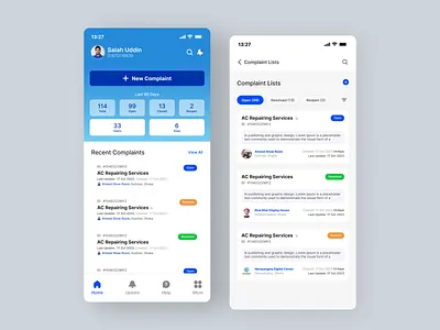 Complaint App Design analytics bar graph card chart clean colorful complain complaint complaint app dashboard donut line chart minimalist product complain product detail report ui ui design ui ux ux design