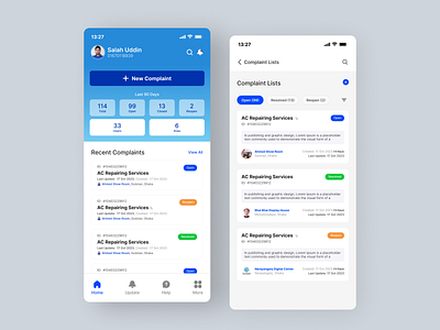 Complaint App Design analytics bar graph card chart clean colorful complain complaint complaint app dashboard donut line chart minimalist product complain product detail report ui ui design ui ux ux design